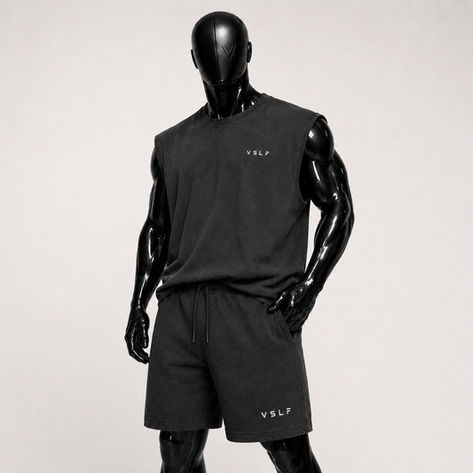 0007. CORE JERSEY VEST - WASHED BLACK