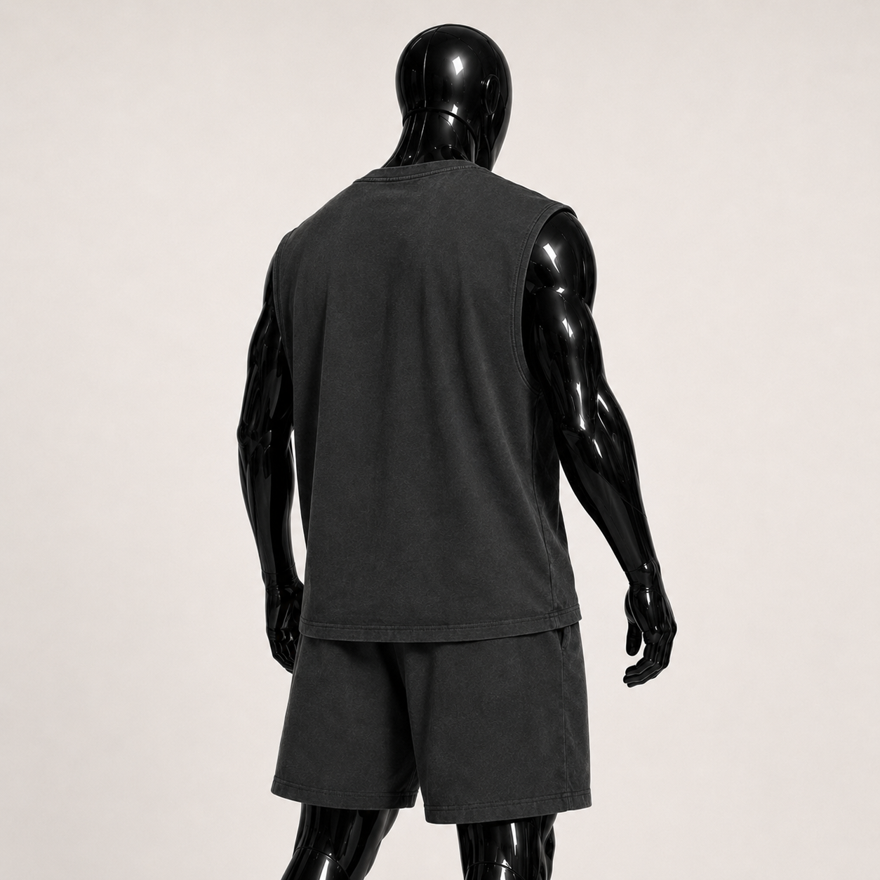 0007. CORE JERSEY VEST - WASHED BLACK