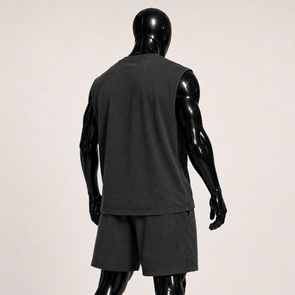 0007. CORE JERSEY VEST - WASHED BLACK