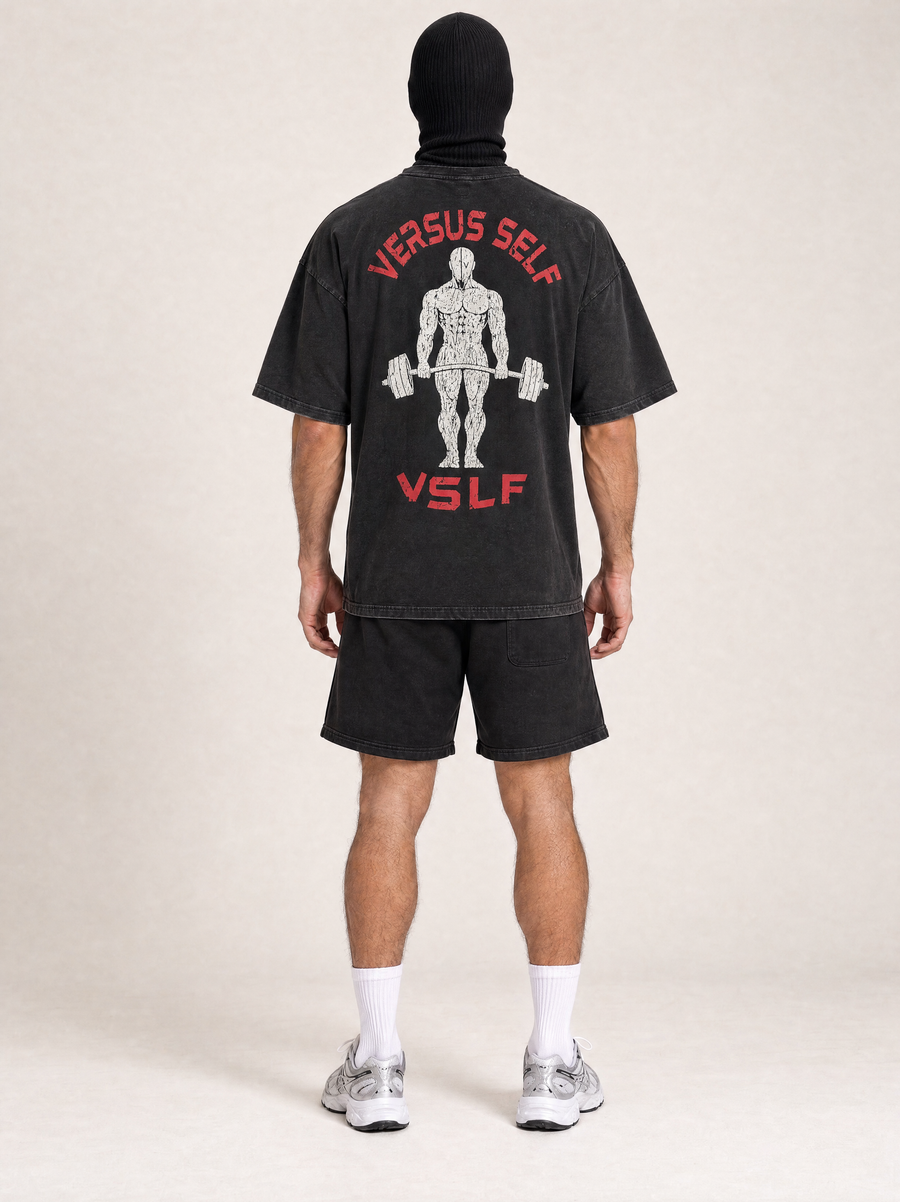 VSLF V Deadlift Tee - Black — rear view on the full-cover Faceless model.