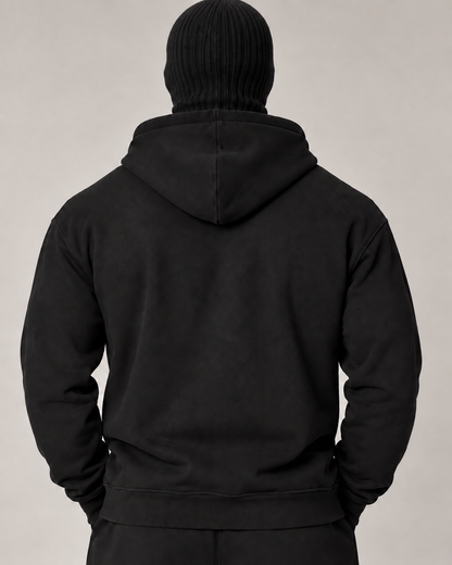 VSLF model photograph 06-03 with black ribbed balaclava and matte morphsuit