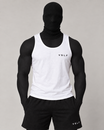 VSLF product photograph 07-01 on model with black ribbed balaclava and morphsuit