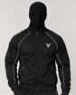 VSLF model photograph 08-01 with black ribbed balaclava and matte morphsuit