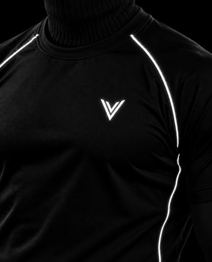 VSLF model photograph 10-04 with black ribbed balaclava and matte morphsuit